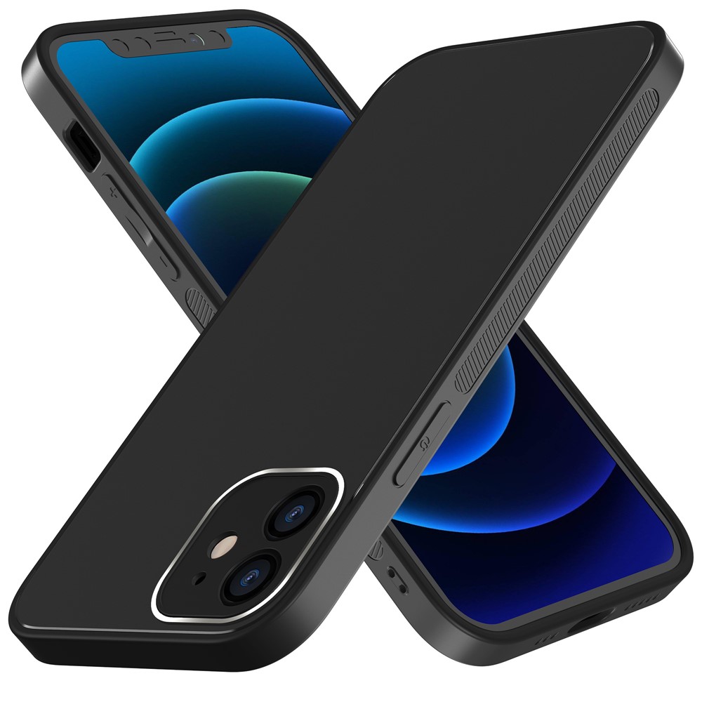 Precise Hole-Opening Matte Glass Phone Case for iPhone 12 6.1 inch - Black-9