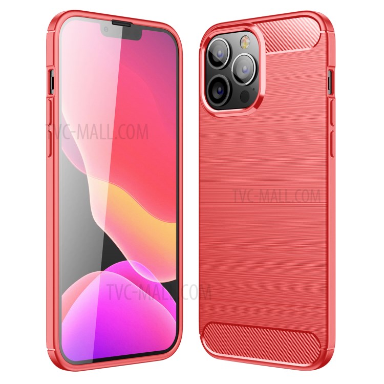 Wholesale Full Protective Brushed Carbon Fiber Tpu Phone Back Cover For Iphone 13 Pro Max 6 7 Inch Red From China Tvc Mall Com