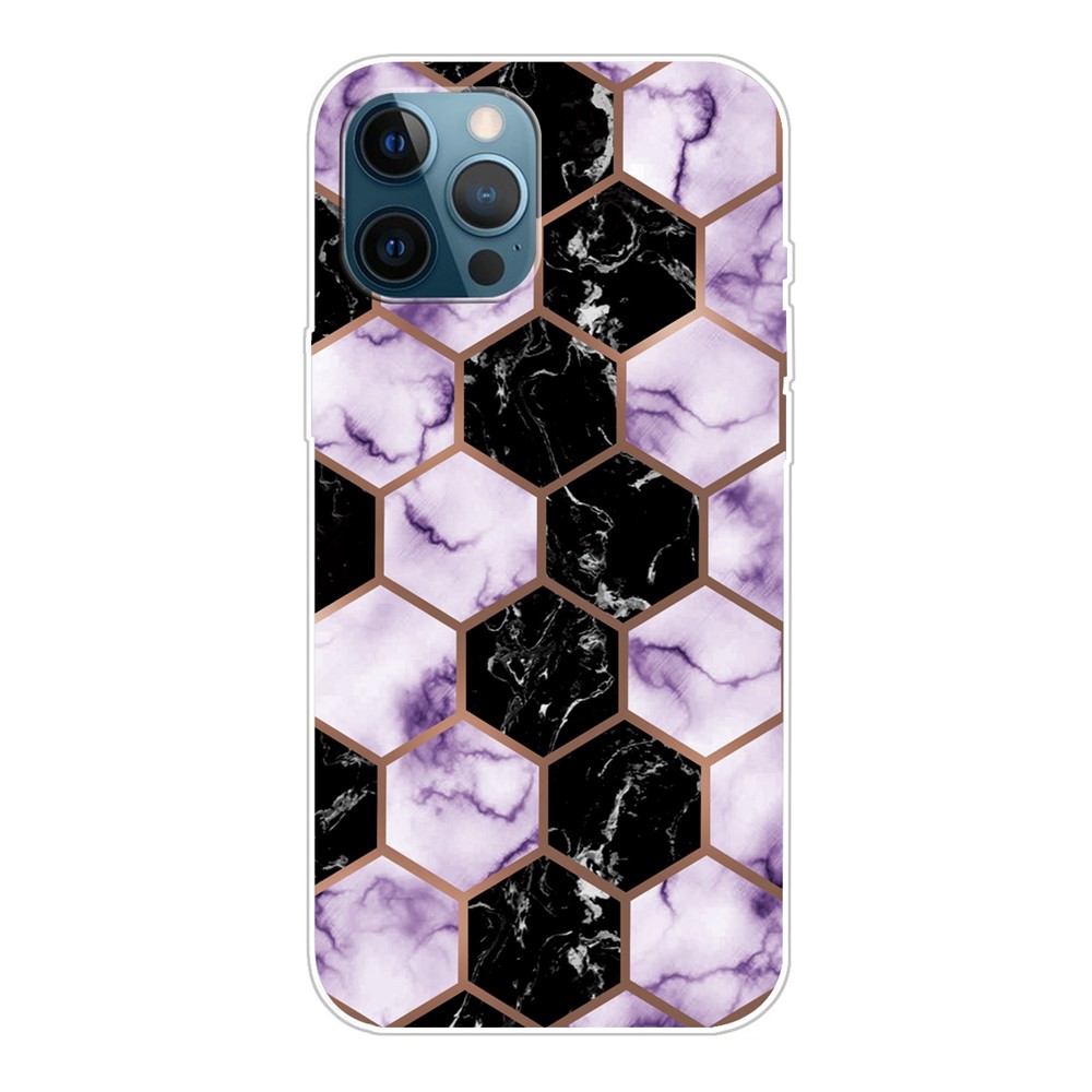 Multi-Color Marble Pattern Flexible TPU Back Shell for iPhone 13 Pro Max 6.7 inch - Style A-1