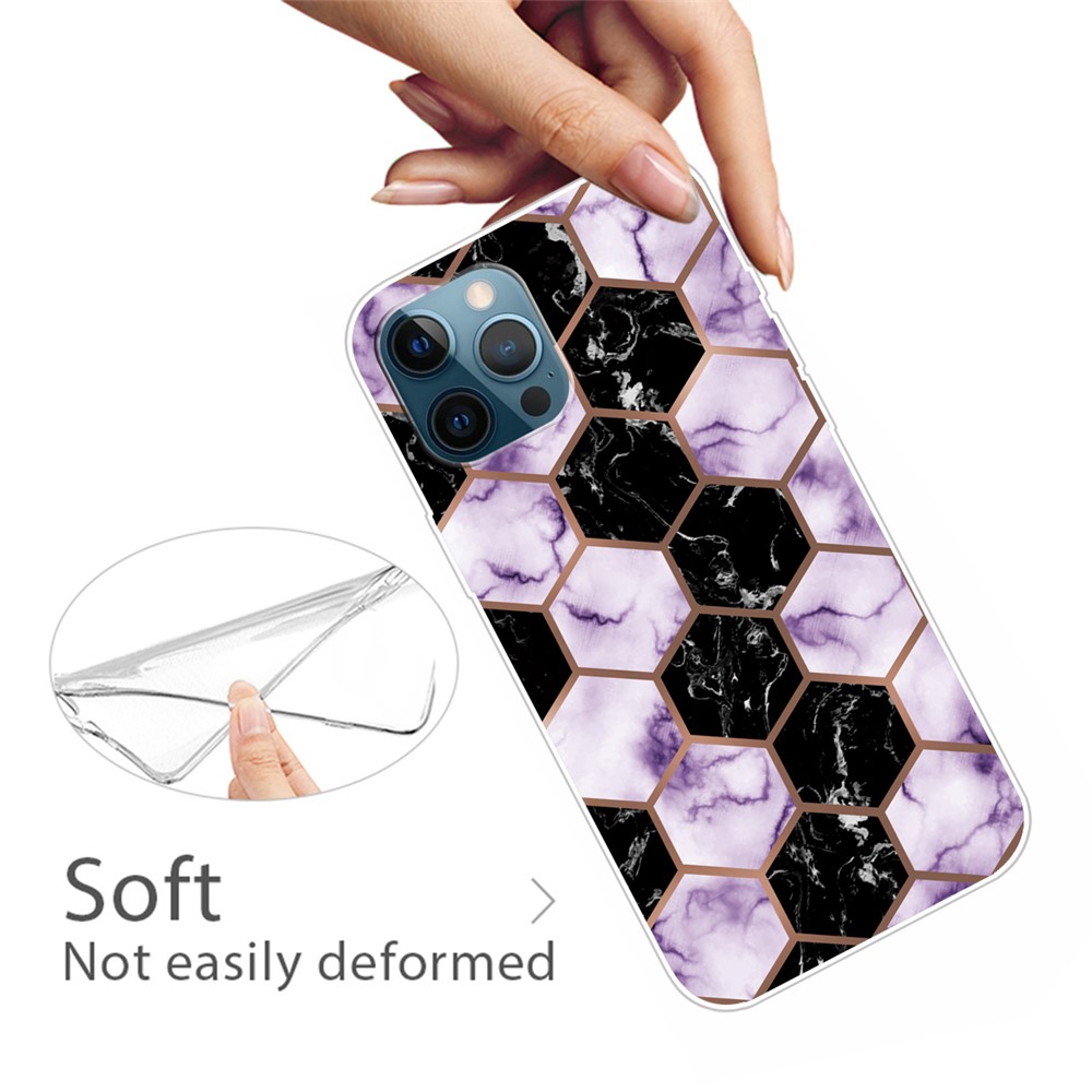 Multi-Color Marble Pattern Flexible TPU Back Shell for iPhone 13 Pro Max 6.7 inch - Style A-3