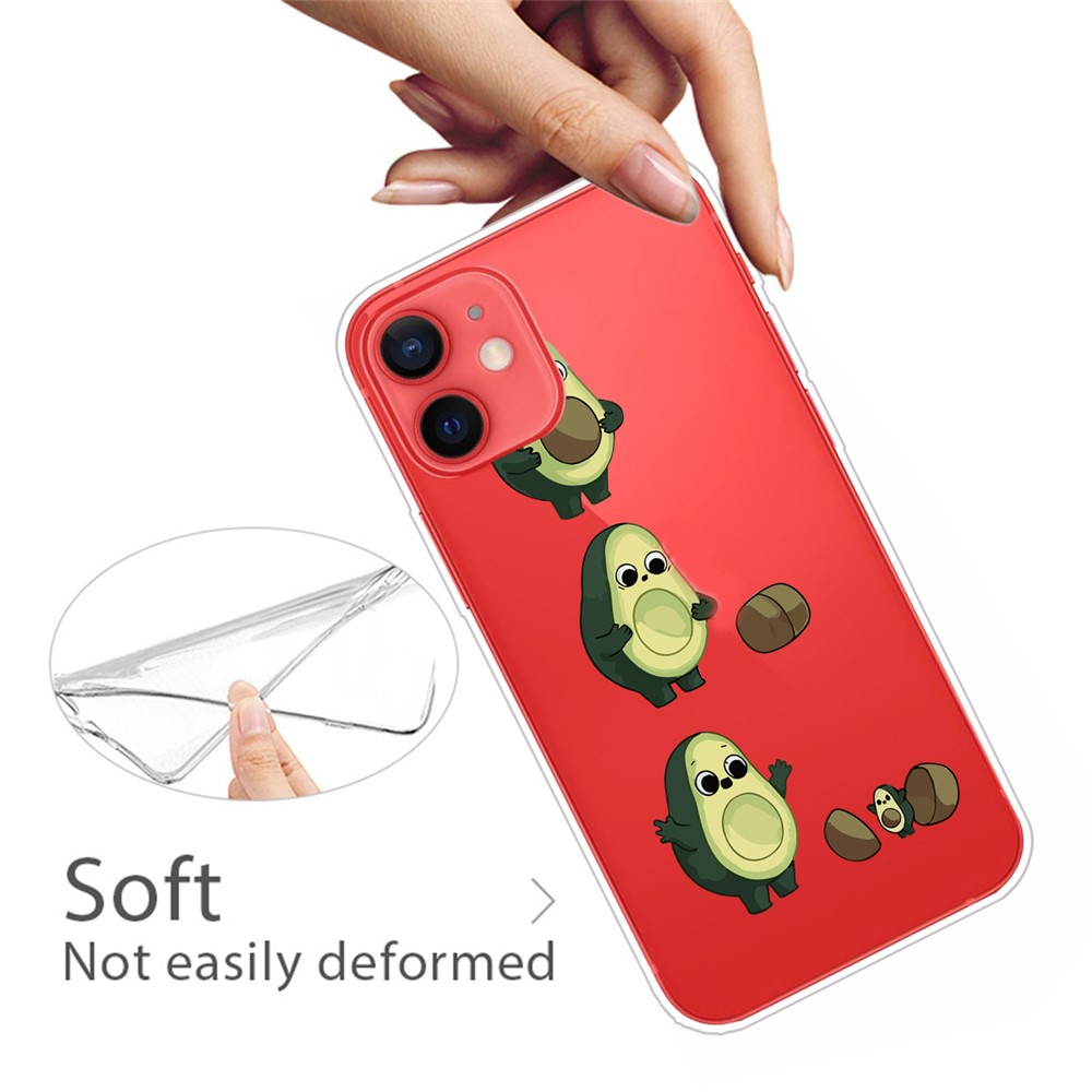 Soft Flexible TPU Shockproof Cover Cute Pattern Printing Phone Case for iPhone 13 6.1 inch - Avocado-2