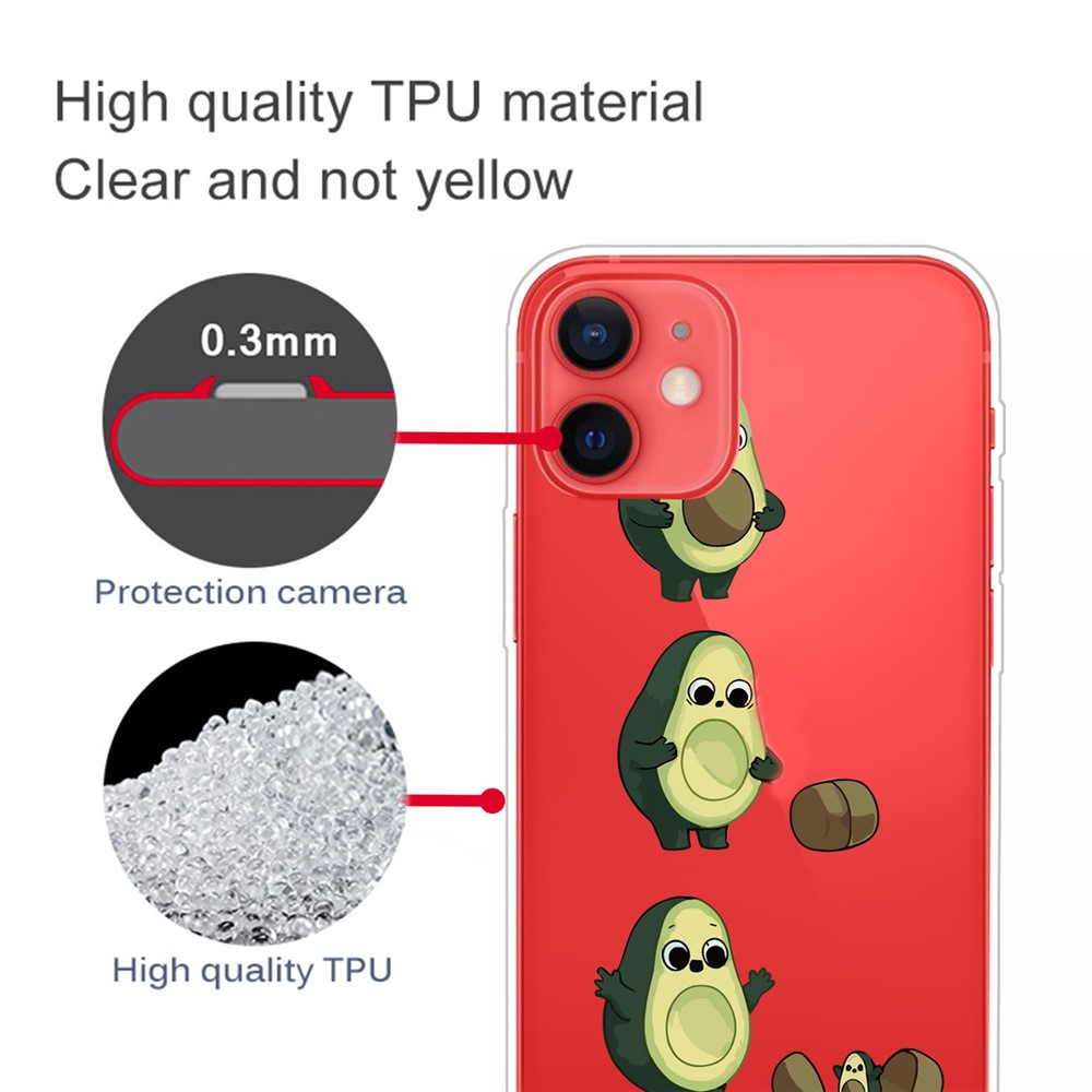Soft Flexible TPU Shockproof Cover Cute Pattern Printing Phone Case for iPhone 13 6.1 inch - Avocado-3