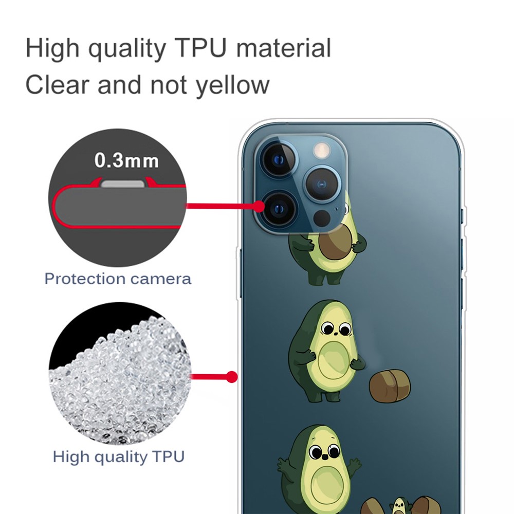Ultra Slim Pattern Printing Flexible Light Weight TPU Protective Case for iPhone 13 Pro Max 6.7 inch - Avocado-3