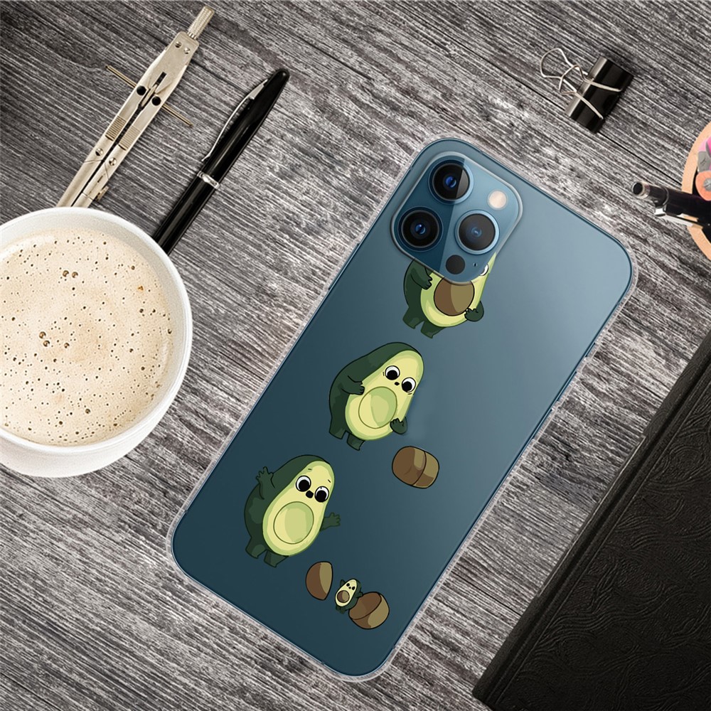 Ultra Slim Pattern Printing Flexible Light Weight TPU Protective Case for iPhone 13 Pro Max 6.7 inch - Avocado-4