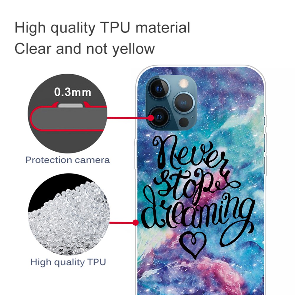 Cute Pattern Printing Soft TPU Scratch-Resistant Shockproof Protective Phone Case for iPhone 13 Pro 6.1 inch - Never Stop Dreaming-2