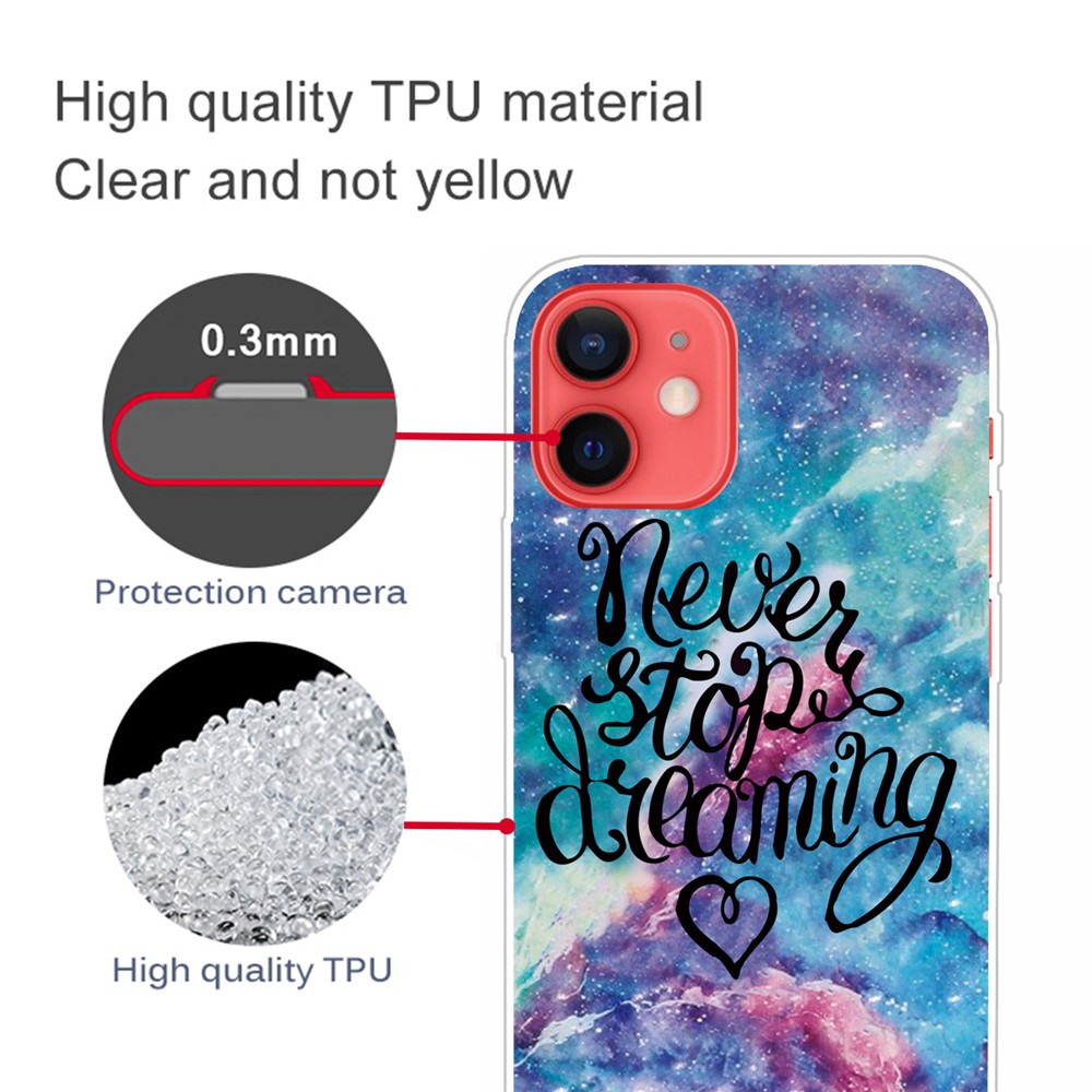 Fashion Pattern Printing Clear Shockproof Protective Soft TPU Phone Case Cover for iPhone 13 6.1 inch - Never Stop Dreaming-2