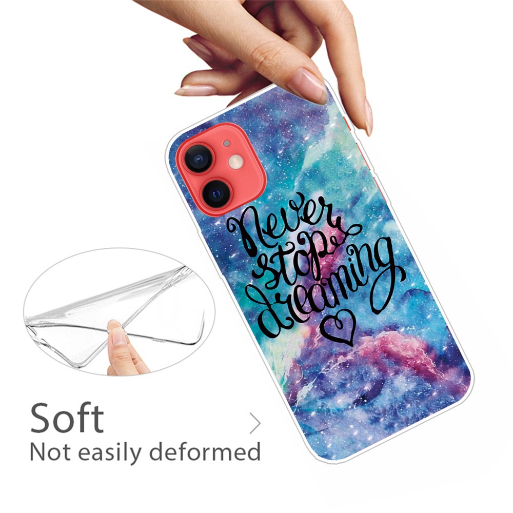 Fashion Pattern Printing Clear Shockproof Protective Soft TPU Phone Case Cover for iPhone 13 6.1 inch - Never Stop Dreaming-3