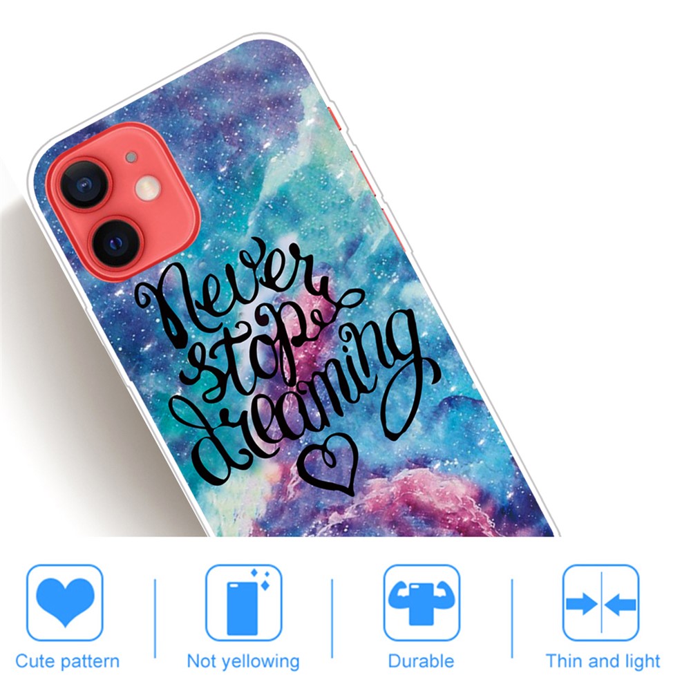 Fashion Pattern Printing Clear Shockproof Protective Soft TPU Phone Case Cover for iPhone 13 6.1 inch - Never Stop Dreaming-4