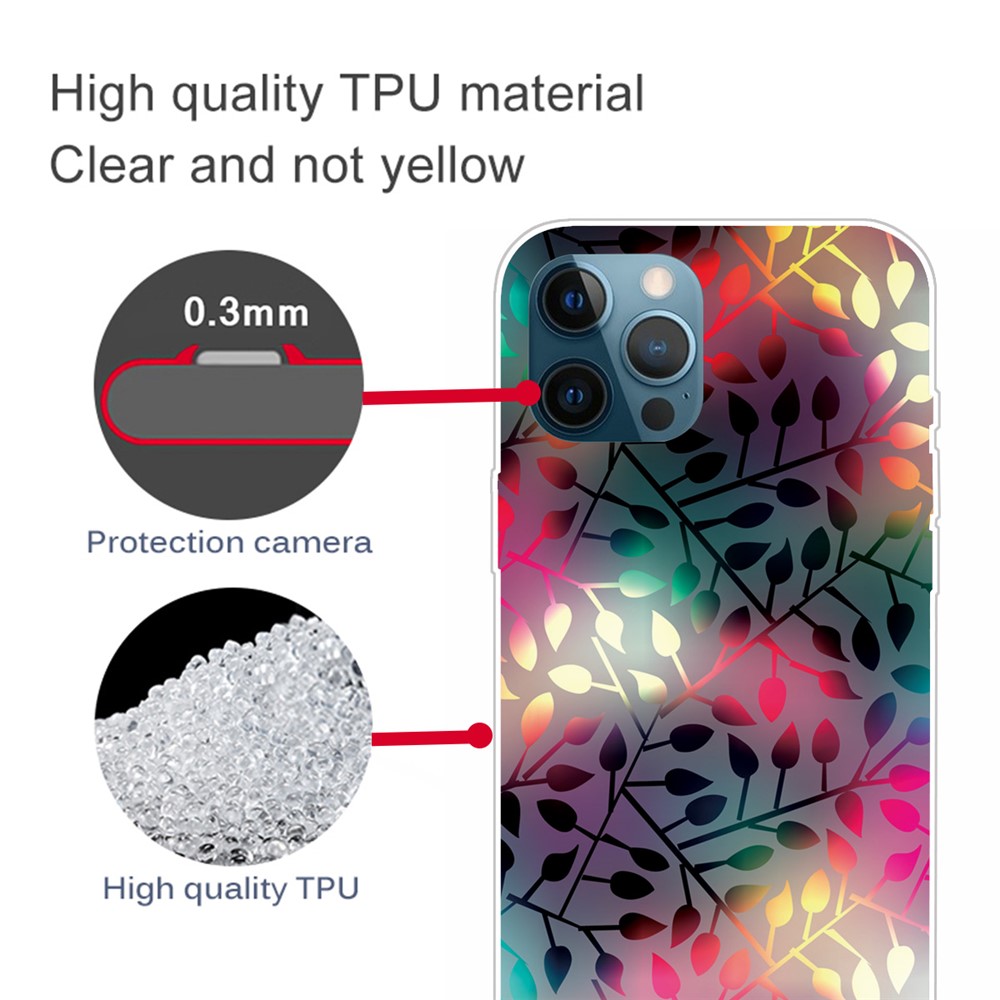 Clear Muster Druckendesign-hülle Weiche Flexible Tpu-antigelben Dünne, Schockdes Schutzschutz Für Iphone 13 Pro 6,1 Zoll - Schätze Verlässt-3