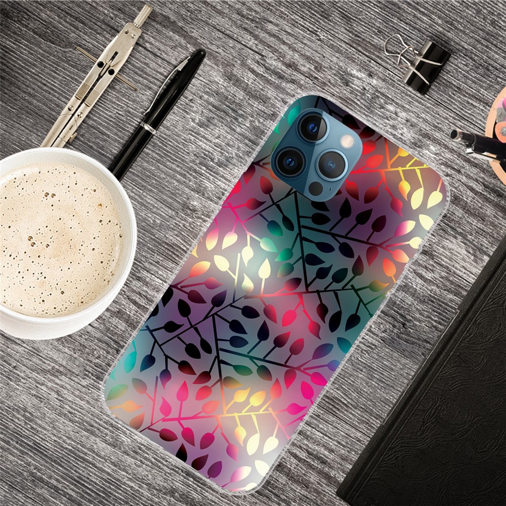 Super Fashion 3D Pattern Printing Soft TPU Case Lovely Back Rubber Shell for iPhone 13 Pro Max 6.7 inch - Treasures Leaves-4
