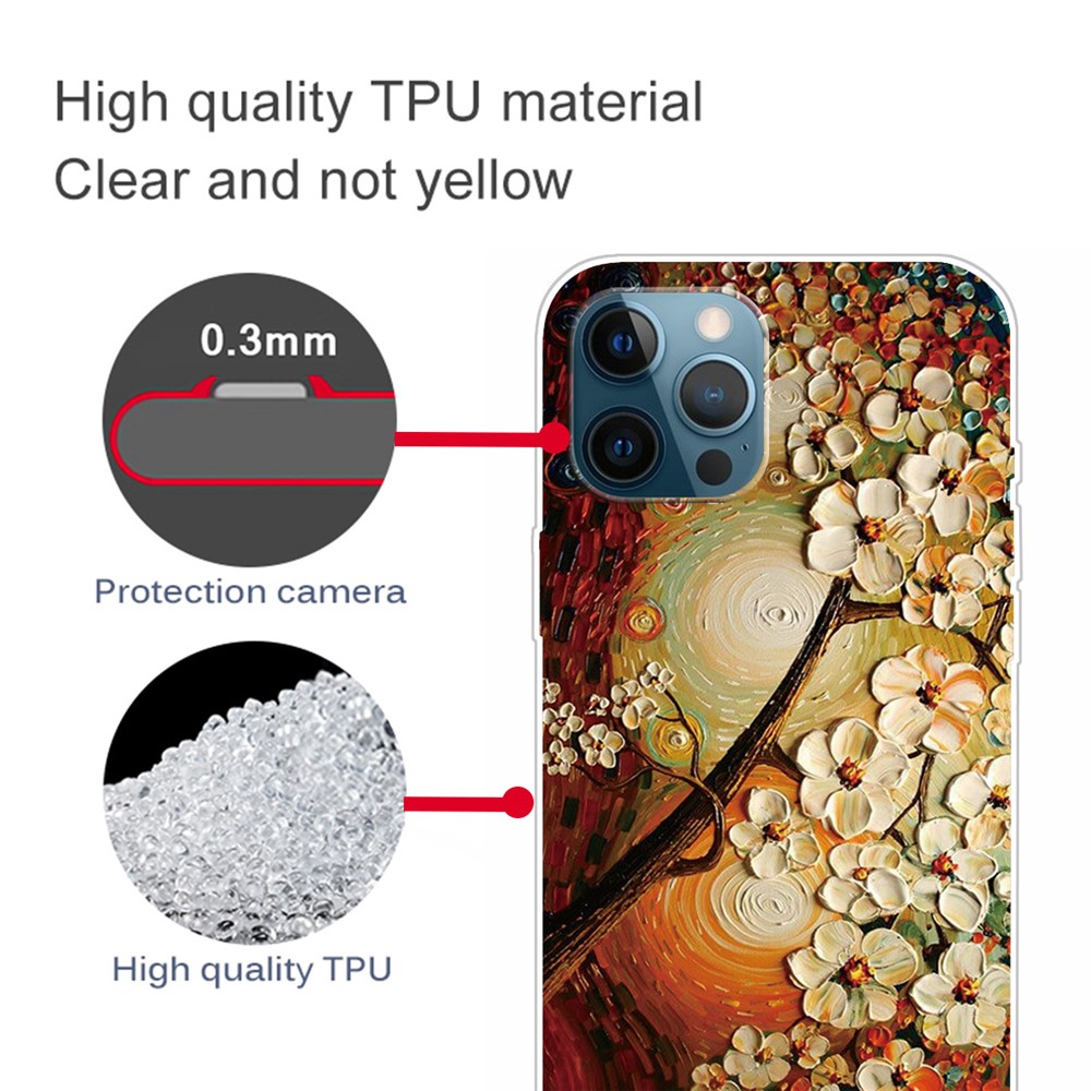 Pattern Printing IMD Workmanship TPU Back Case for iPhone 13 Pro 6.1-inch - Beautiful Flower-4