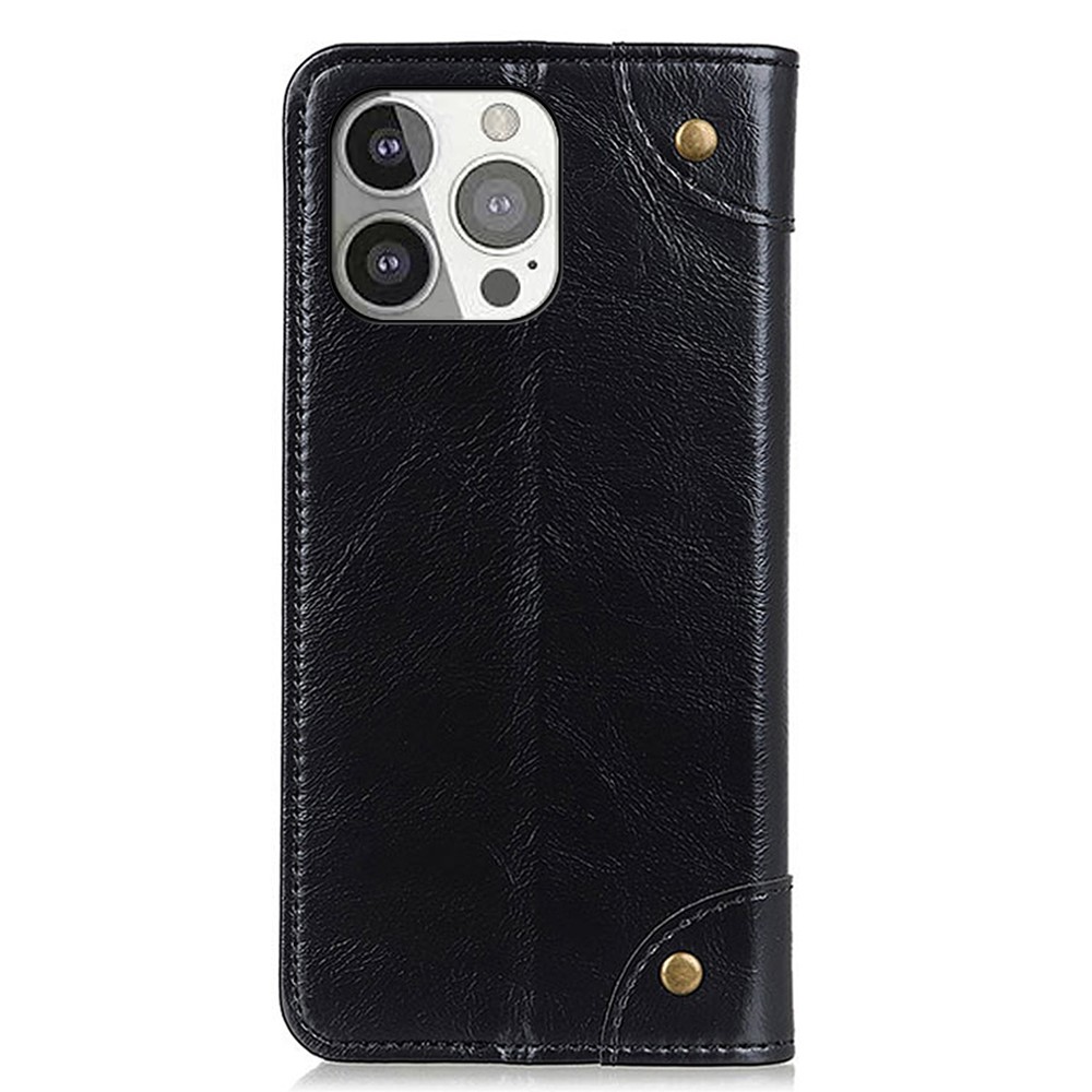 Magnetic Auto-absorbed Wallet Stand Leather Case Shell for iPhone 13 Pro 6.1 inch - Black-3