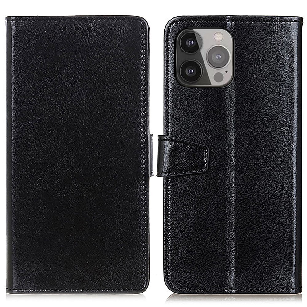 PU Leather Stand Phone Case with Card Slots and Cash Pocket for iPhone 13 Pro Max 6.7 inch - Black-1