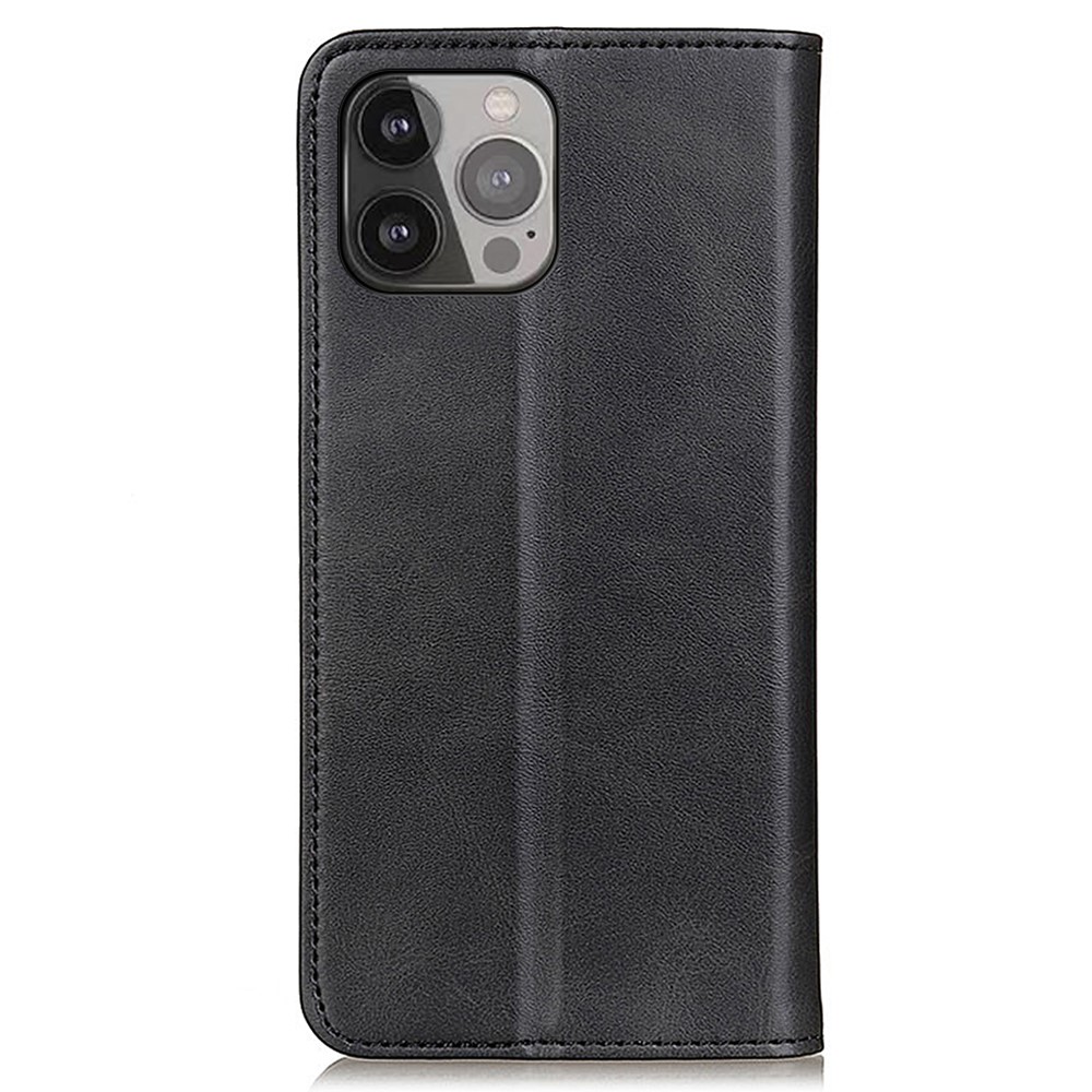 Split Leather Auto-absorbed Wallet Stand Phone Cover for iPhone 13 Pro Max 6.7 inch - Black-3