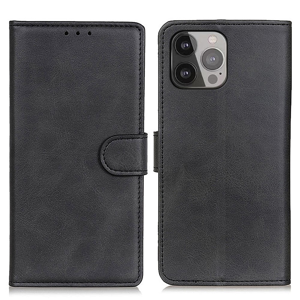 Leather Stand Wallet Design Cell Phone Protection Case Shell for iPhone 13 Pro Max 6.7 inch - Black-1