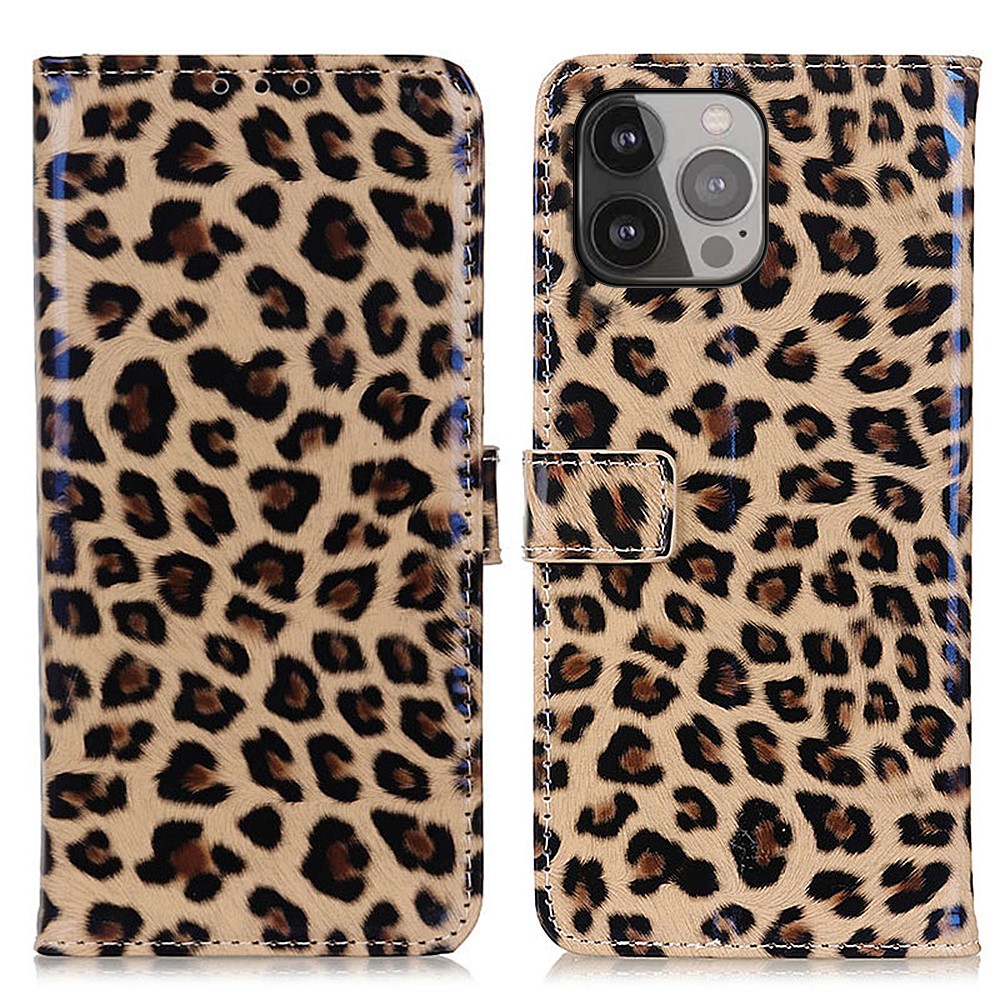 Padrão de Leopardo PU Pulho de Catadela de Catadela de Protenciono Completo Capa de Casa de Casa Para Iphone 13 Pro Max Max 6,7 Polegado