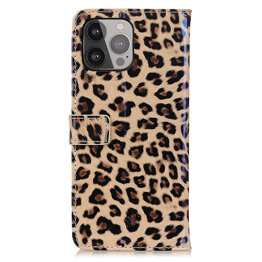 Padrão de Leopardo PU Pulho de Catadela de Catadela de Protenciono Completo Capa de Casa de Casa Para Iphone 13 Pro Max Max 6,7 Polegado