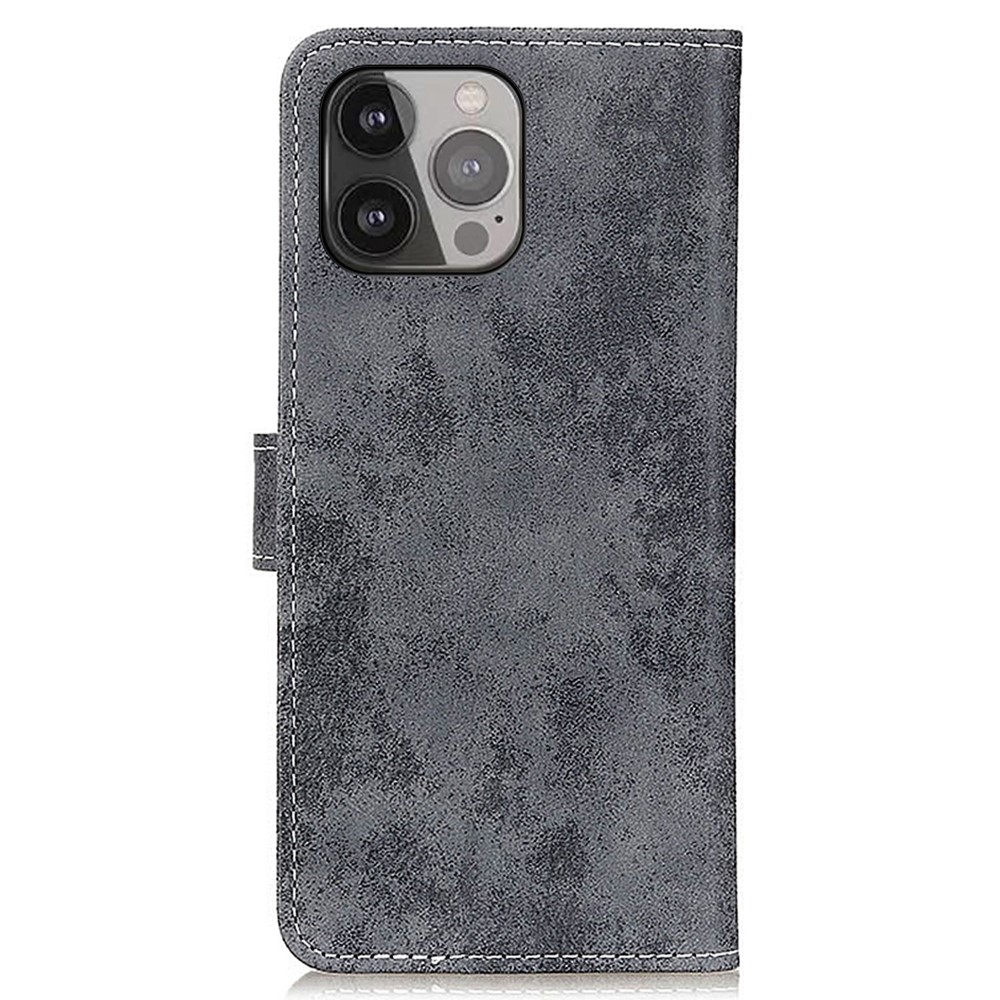 Retro Style PU Leather Stand Wallet Phone Case Shell for iPhone 13 Pro Max 6.7 inch - Grey-3