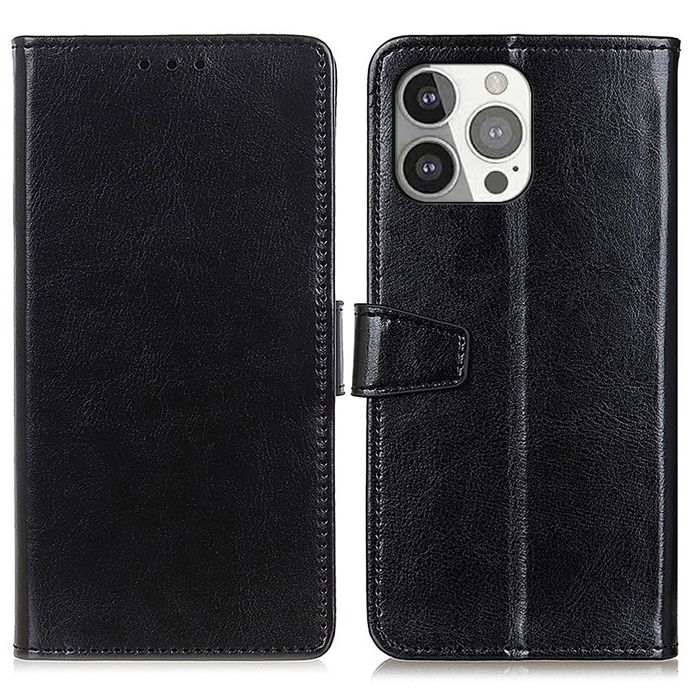 Full Protection Wallet Stand Design Leather Protective Case for Phone 13 Pro 6.1-inch - Black-1