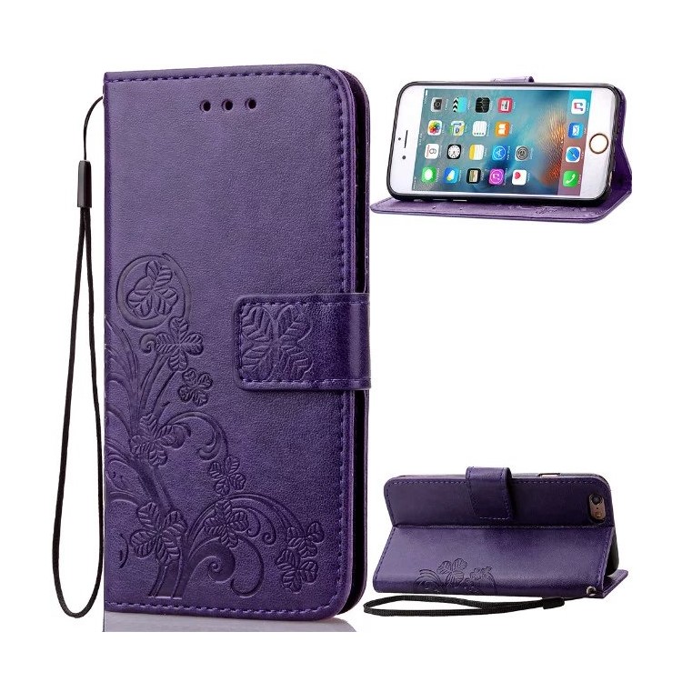 

Flowers Pattern Leather Wallet Case Cover for iPhone 6s Plus / 6 Plus - Purple