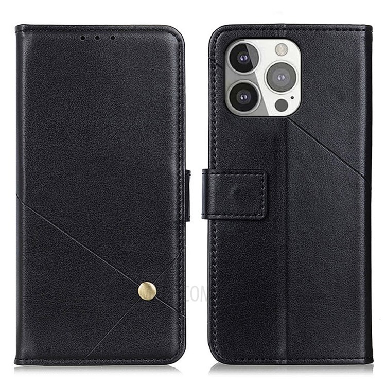 PU Leather Wallet Design Phone Stand Protection Shell Case for iPhone 13 Pro 6.1 inch - Black-1