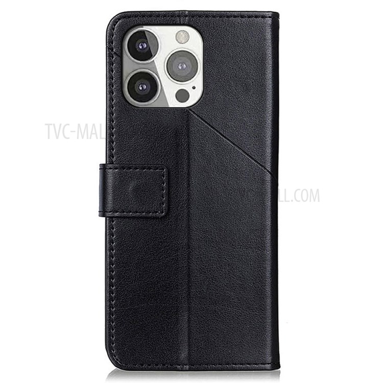 PU Leather Wallet Design Phone Stand Protection Shell Case for iPhone 13 Pro 6.1 inch - Black-3