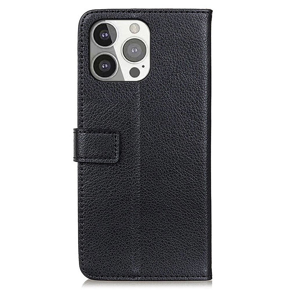Litchi Skin Magnetic Leather Wallet Stand Case for iPhone 13 Pro 6.1 inch - Black-3