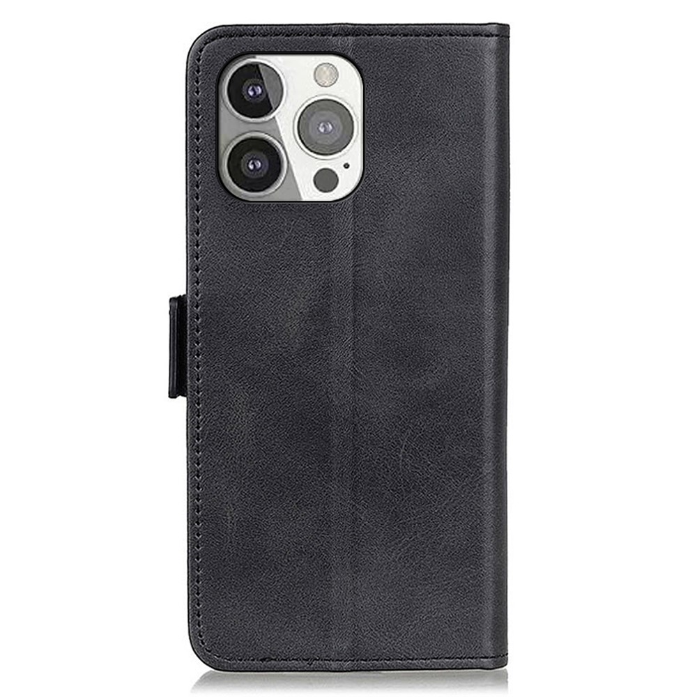 Wallet Design Sided Magnetic Clasp Leather Case Stand Cover for iPhone 13 Pro 6.1 inch - Black-3