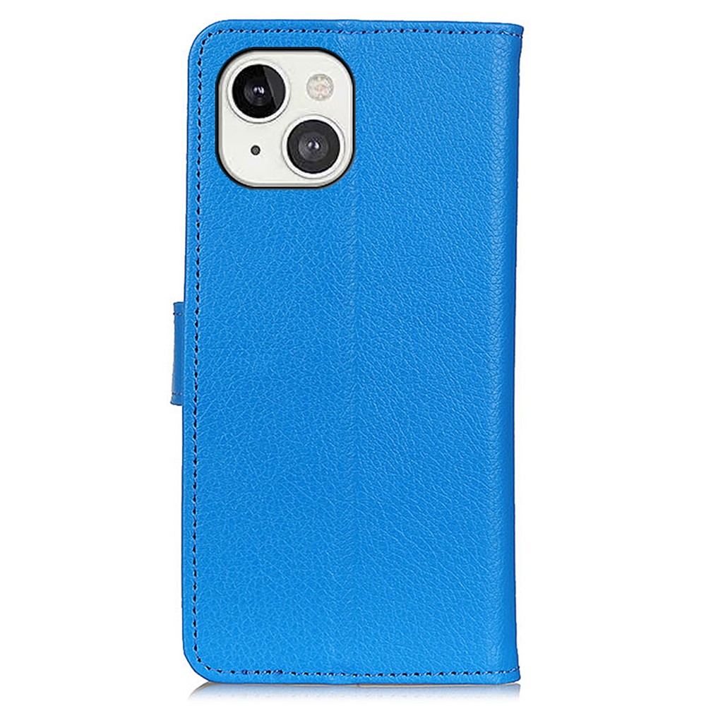Litchi Texture PU Leather Stand Wallet Mobile Phone Case Shell for iPhone 13 6.1 inch - Blue-3