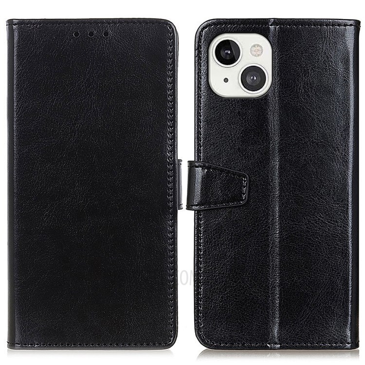 Full Protection Wallet Stand Design Leather Protective Case for iPhone 13 6.1-inch - Black-1