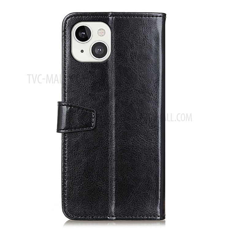 Full Protection Wallet Stand Design Leather Protective Case for iPhone 13 6.1-inch - Black-3