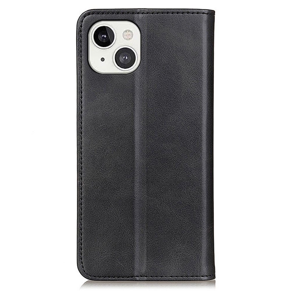 Split Leather Magnetic Auto-absorbed Wallet Phone Stand Shell Case for iPhone 13 6.1 inch - Black-3