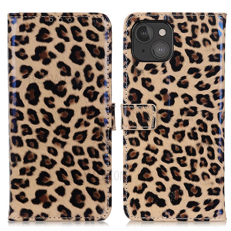 Leopard Pattern Leather Wallet Design Phone Stand Case Protective Cover for iPhone 13 mini 5.4 inch-1