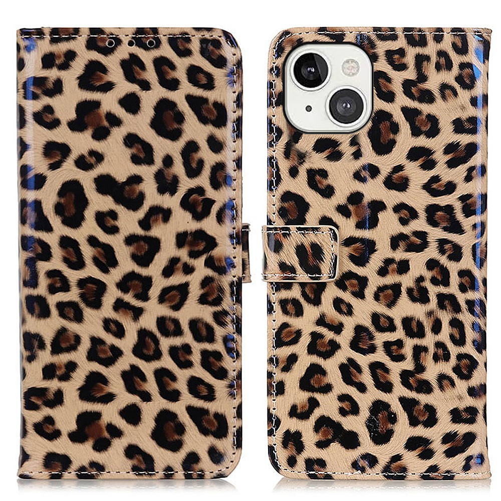 Full Protection Leopard Pattern PU Leather Stand Wallet Phone Case Shell for iPhone 13 6.1 inch-1