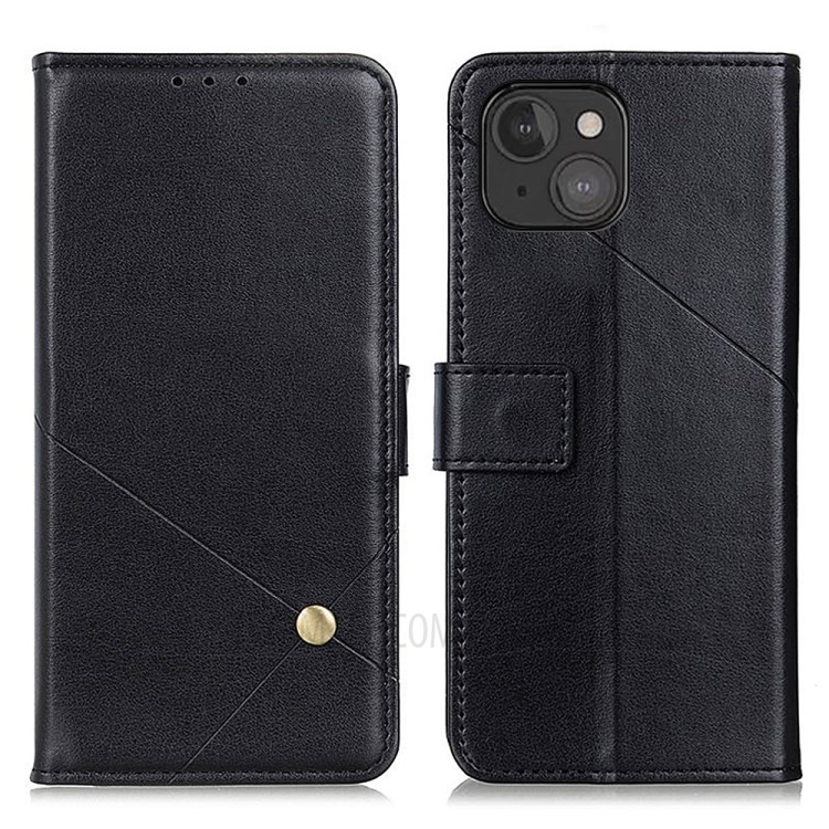 Full Coverage PU Leather Phone Protection Stand Case with Secure Magnetic Closure for iPhone 13 mini 5.4 inch - Black-1