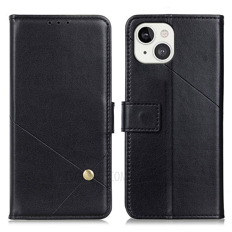 Premium PU Leather Magnetic Closure Flip Folio Cover with Viewing Stand for iPhone 13 6.1 inch - Black-1