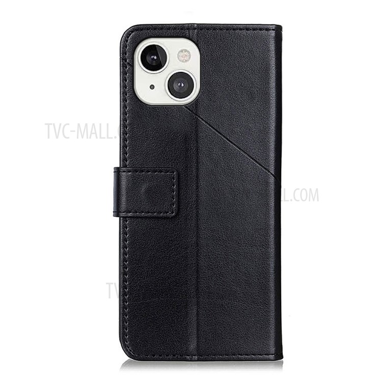 Premium PU Leather Magnetic Closure Flip Folio Cover with Viewing Stand for iPhone 13 6.1 inch - Black-3