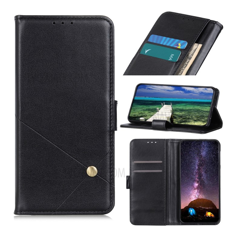 Premium PU Leather Magnetic Closure Flip Folio Cover with Viewing Stand for iPhone 13 6.1 inch - Black-9