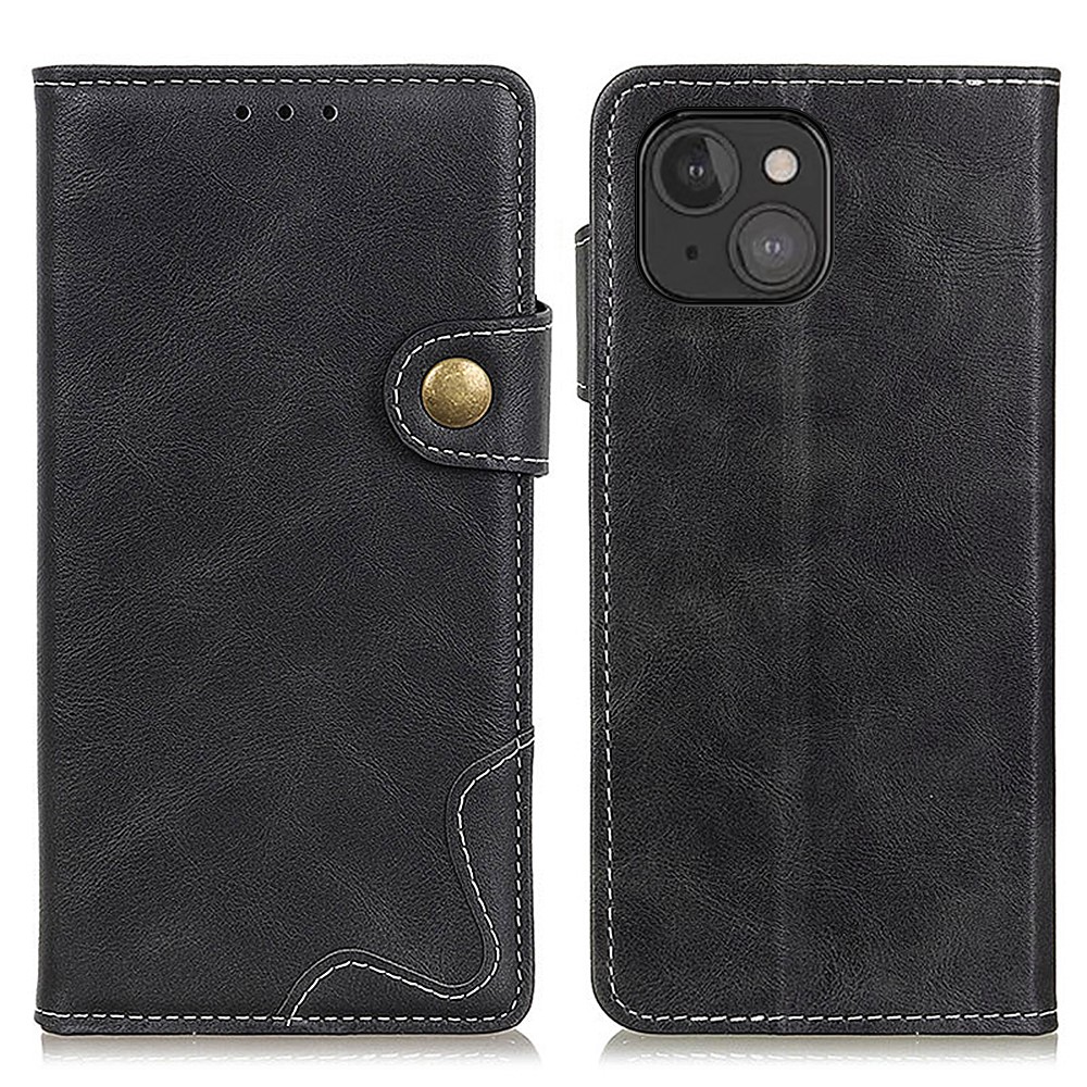Anti-Scratch S-shape Textured PU Leather Flip Stand Protective Case Cover for iPhone 13 mini 5.4 inch - Black-1