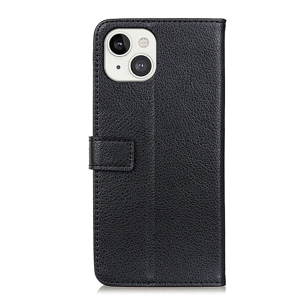 Stylish Litchi Texture Soft PU Leather Case Shockproof Anti-Scratch Protection Cover for iPhone 13 6.1 inch - Black-3