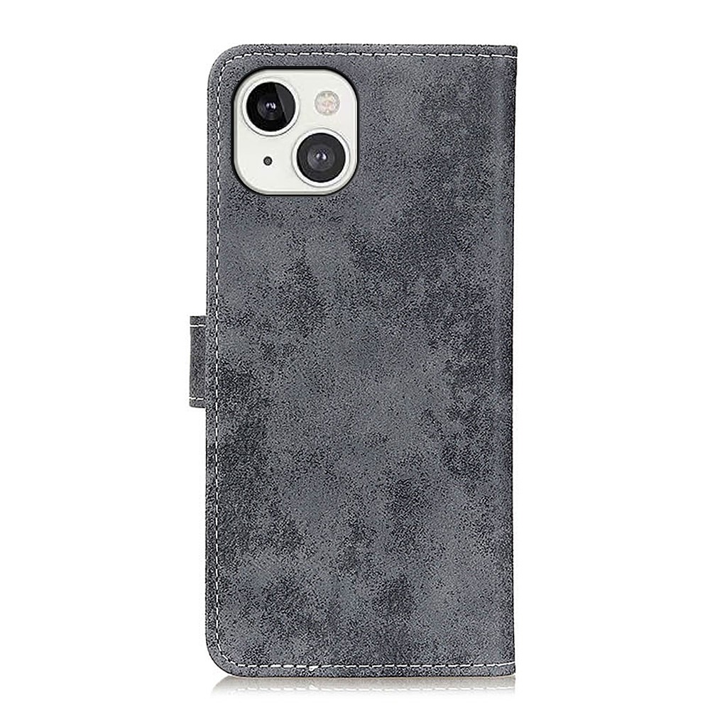 Retro Style Full-Body Shockproof Leather Case Magnetic Closure Stand Flip Cover for iPhone 13 6.1 inch - Grey-3