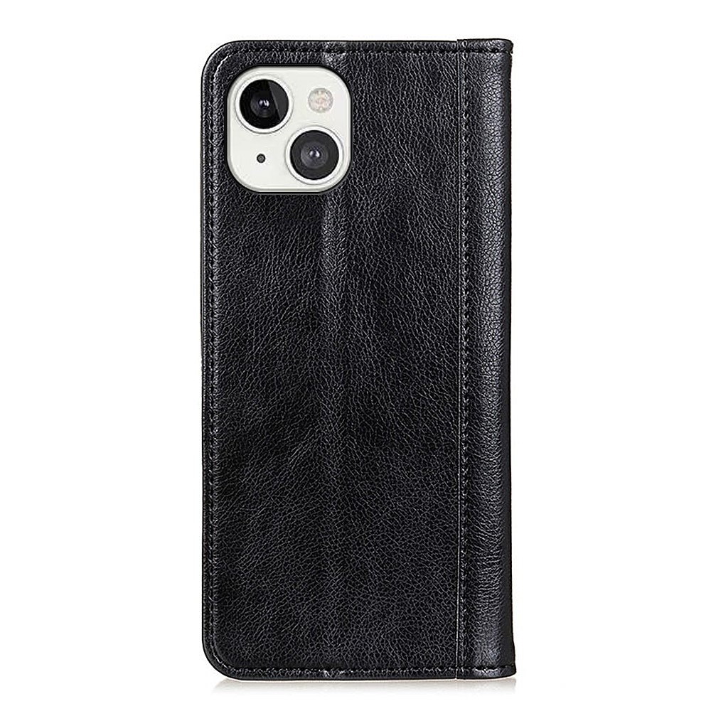 Litchi Texture Split Leather Magnet Absorption Wallet Stand Case Cover for iPhone 13 6.1-inch - Black-3