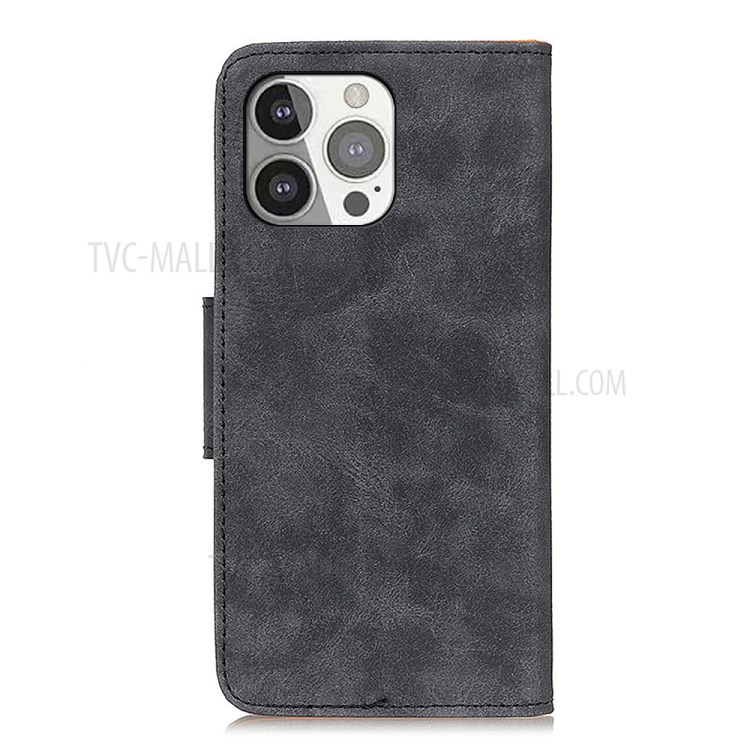 Retro Book Style Soft PU Leather Magnetic Flip Phone Case for iPhone 13 Pro 6.1 inch - Grey-3