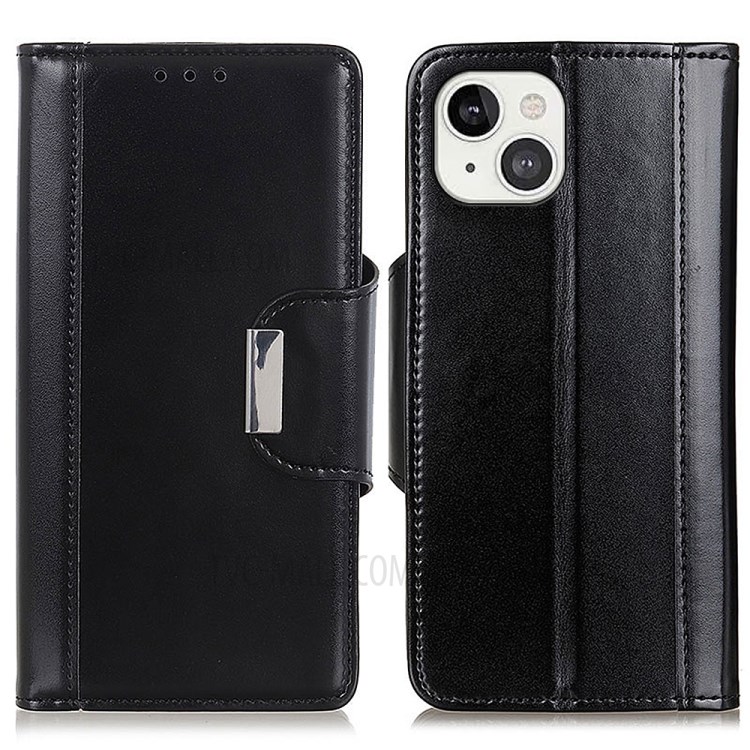 Magnetic Stand Flip Protective Cover Book Style PU Leather Stand Wallet Case for iPhone 13 6.1 inch - Black-1