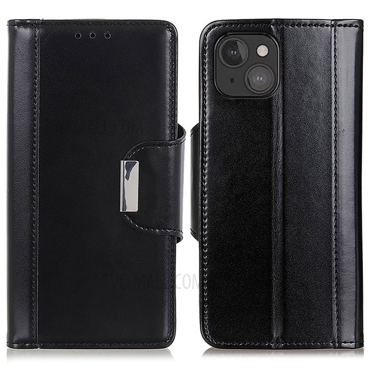 Business Style Stylish Elegant Soft Leather Flip Wallet Case with Magnetic Closure for iPhone 13 mini 5.4 inch - Black-1