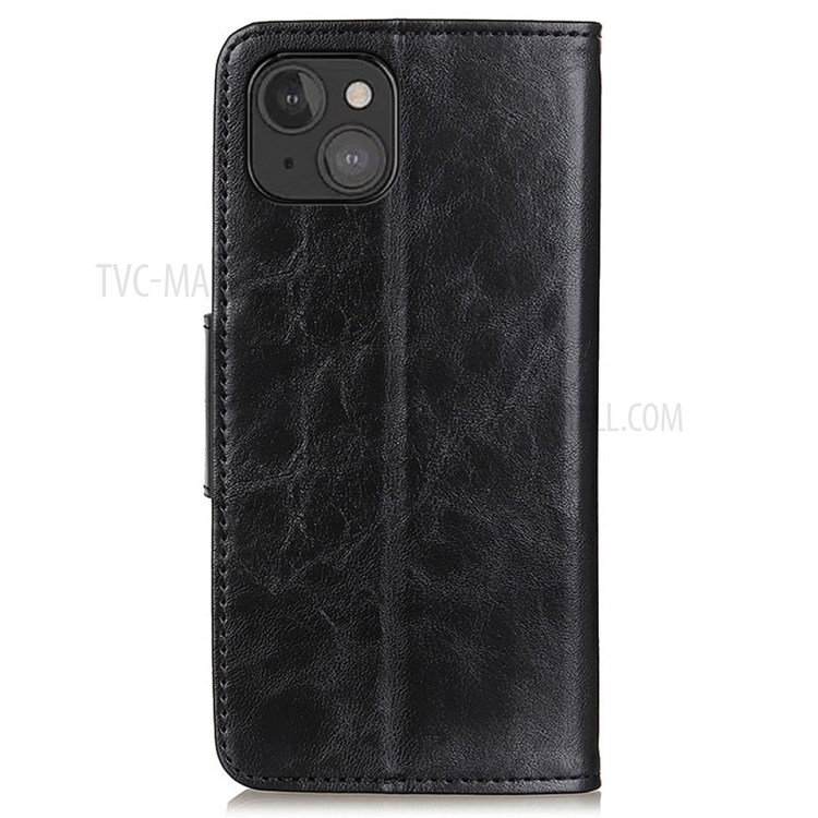 Crazy Horse Texture PU Leather Book Style Wallet Flip with Magnetic Stand Cover for iPhone 13 mini 5.4 inch - Black-3