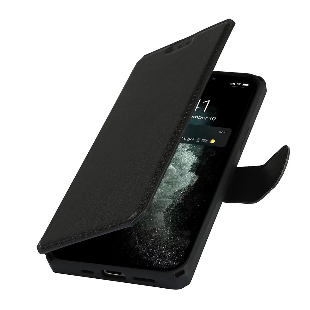PU Leather Wallet Phone Cover with Wrist Strap for iPhone 12 Pro Max - Black-8