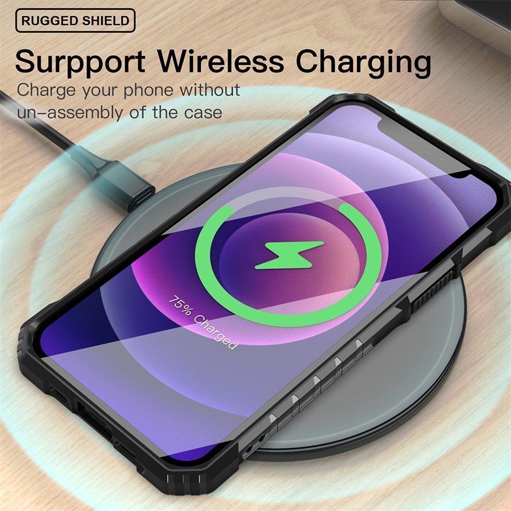 Matte Finish PC + TPU Phone Cover with Metal Kickstand for iPhone 12 Pro 6.1 inch - Black-5