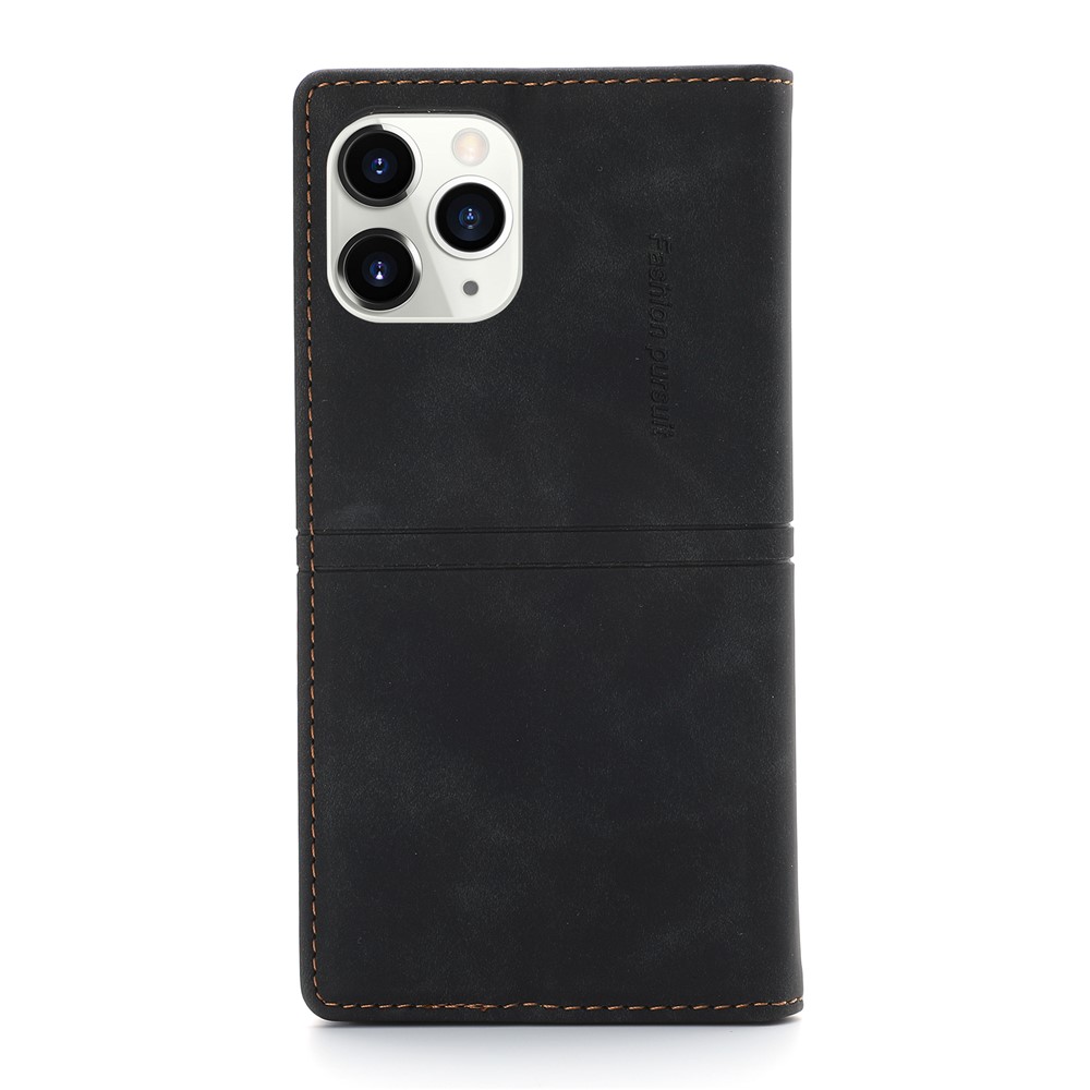 Auto-absorbed Folio Flip PU Leather Wallet Stand Phone Cover Shell for iPhone 12 / 12 Pro 6.1 inch - Black-2