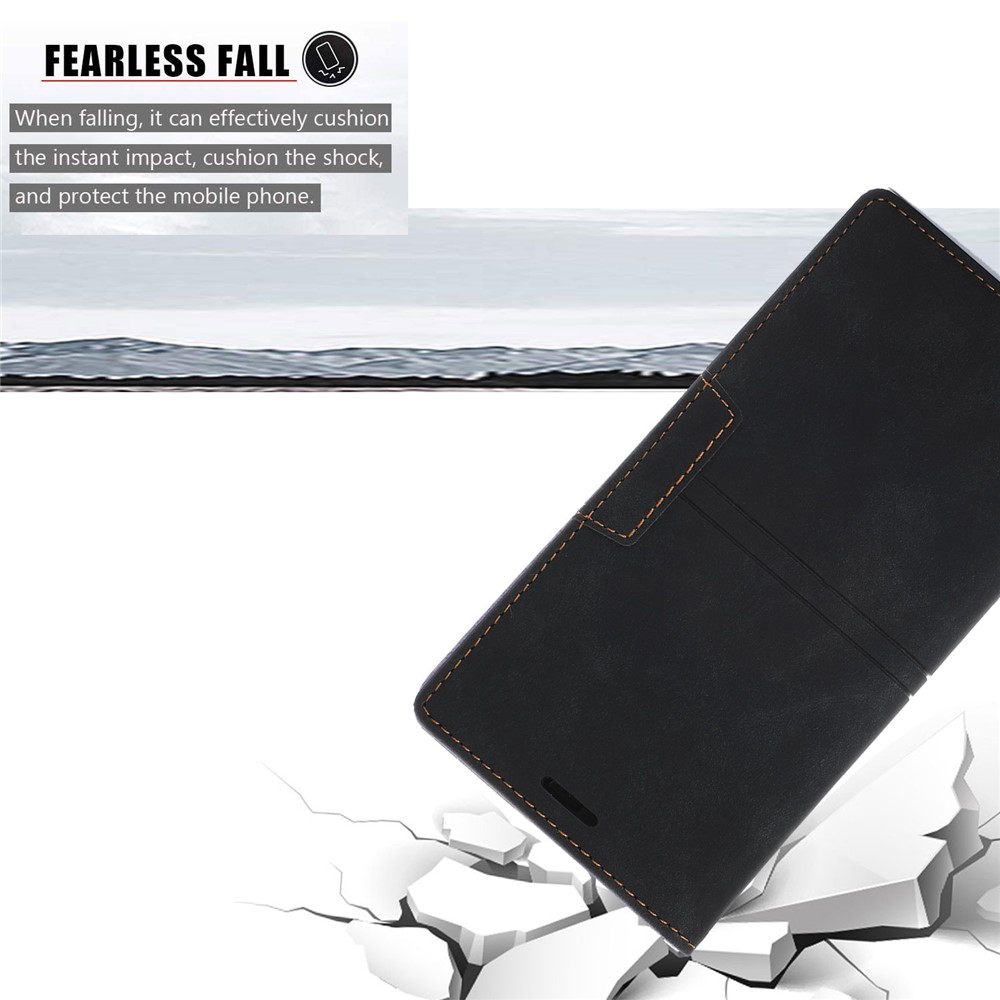 Auto-absorbed Folio Flip PU Leather Wallet Stand Phone Cover Shell for iPhone 12 / 12 Pro 6.1 inch - Black-6